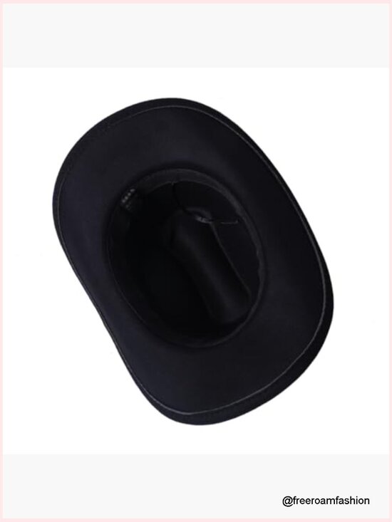 Wide Brim Cowboy Hat with Buckle Belt - Unisex Western Style